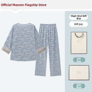 MiiOW | Summer Cool Silk New Chinese Style Sleepwear With Gift Box