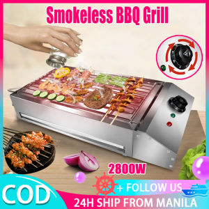 Stainless Steel Electric Barbecue Grill Smokeless Indoor BBQ Grill 2800W Barbecue Grill Heavy Duty Smoke-Free Meat And Vegetable Barbecue Machine With Controllable Temperature Non-Stick