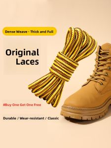 FUYOU | Round Shoelaces for Timberland Boots Black Yellow Coarse Anti-Slip