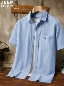 เสื้อเชิ้ตแขนสั้นผู้ชาย JEEP น้ำหนักเบา สวมใส่สบาย ระบายอากาศได้ดี แฟชั่นฤดูร้อน เสื้อผ้าทำงาน เส้นใยไนลอน