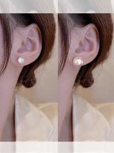 Charming Amoy Pearl Earrings for Women with 999 Pure Silver Needle No Painful Ear Piercing Required Original Design Jewelry