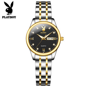 PLAYBOY watch for women elegant small dial fashion dual calendar luminous diamond dial women wathes