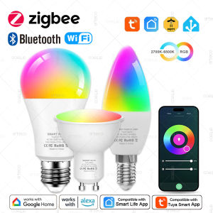 Tuya E27 GU10 E14 Bulb WiFi Zigbee BluetoothDimmable Smart LED Lamp 2700-6500K RGBCWLED Light Bulb Work With Alexa Google Home