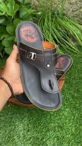 Sandal Kulit Pria Dewasa Jepit Full Kulit 100%-D39 Hitam