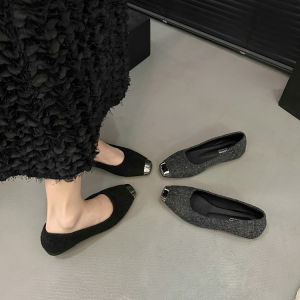 French Small Fragrance Single Shoes Flat Womens Shoes Spring Fashion Versatile Korean Flat Granny Shoes