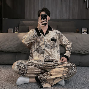 Bộ Đồ Ngủ Lụa Nhung Nam Tay Dài Mùa Thu Đông Cao Cấp Sang Trọng Dành Cho Cặp Đôi Mặc Nhà Đồ Ngủ Bằng Vải Nhung Polyester 220g