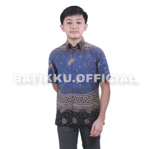 Batik Couple Keluarga dan Kemeja Batik Anak Cowok blouse batik kemeja batik pria lengan panjang warna biru coklat