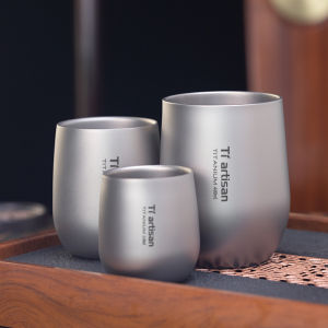 Tiartisan 255 ml/400 ml ไทเทเนียมถ้วยเบียร์ Outdoor Camping Drinkware น้ําหนักเบาแบบพกพา Double Layer แก้วชากาแฟ
