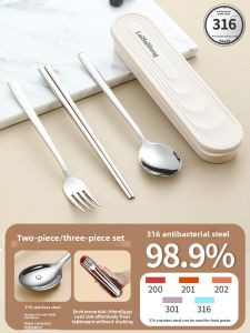 XIAOCHUSHU | Stainless Steel Portable Utensil Set with Chopsticks and Spoon