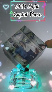 Customized Crystal Photo Cube | 3 Photo | Gifts | Glow in night | Anniversary | Valentine | Birthday | Christmas