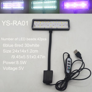 USB Aquarium LED Light Fish Tank Adjustable Brightness Dimmable Timed 360° Rotatable Light Full Spectrum Aquatic Plant Grow Lamp