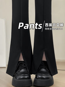 High Waist Flared Pants Womens Black Slimming Capri Pants Short Womens Split Micro Flare Suit Pants Casual Pants