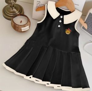 D115 DRES ANAK TERBARU MOTIF BORDIR BEAR PITA LUCU disayangbayi
