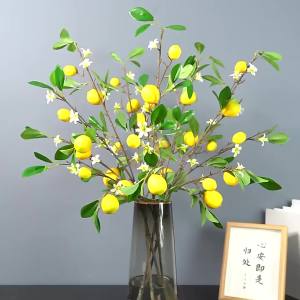 Lemon Branches With Fruit Simulation Green Plants Fresh Home Decoration Photo Props Plastic Fruit Flower Arrangement Fake Flower
