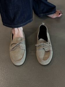 Leather Version~2025 New Style Genuine Leather Retro Coin round Head Flat Bottom Slip-On Versatile Loafers Womens Single Shoes