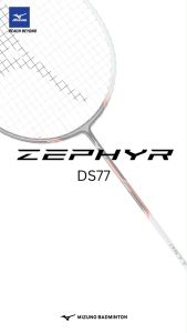 Mizuno Zephyr DS77 GL. Black/MT. White/Red Raket Badminton