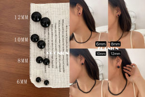 Black Agate 925 Sterling Silver Necklace Women Simple Minimalist Style Fashion Jewelry Bloggers Favorite Lockbone Chain Trendy