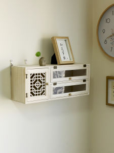 ตู้จัดระเบียบผนังไม้แบบติดผนัง ชั้นวางของ ห้องทำงาน ห้องนั่งเล่น กล่องเก็บของแบบไม่ต้องเจาะรู รั้วรอบขอบโต๊ะหน้าที่