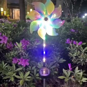 1PC Colorful Windmill Solar Garden Lamp Outdoor Waterproof Stake Lights Decoration Landscape Lighting For Yard Patio Pathway