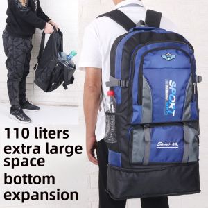 Mens Outdoor Travel Backpack Large Capacity 110L Sports School Bag Mountain Climbing Bag Waterproof Nylon Shoulder Bag