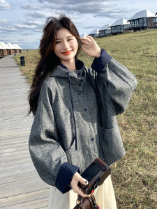 Gray Casual Hoodie Womens Jacket 2025 Autumn New Style Small Size Slimming Versatile Top Korean Style Straight Cut Short Coat