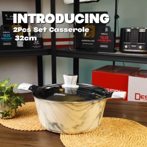 🔥🍲 DESSINI ITALY MM-B32 32CM Casserole Induction Pot | ✨ MARMO Marble Non Stick Aluminium Stockpot Soup Pot with Cover | 🍳 Periuk Masak Cookware | 🏠 Gas & Electric Stove | 🇲🇾 Ready Stock Malaysia