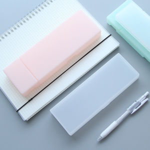 [2 Packs] Stationery Box Lead Pencil Case Popular Stationery Box Men and Women Double-Layer Multifunctional Pencil Case Children Primary School Students Large Capacity Pen Case Pencil Case Plastic Frosted Transparent Storage Box Minimalist Pencil Case