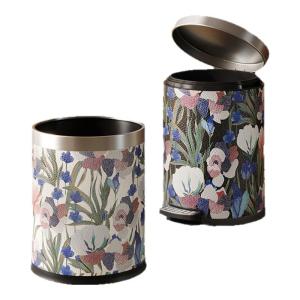 Thùng Rác Bằng Da Thép Không Gỉ Miesda Có Nắp Đậy Và Đế Chân Sang Trọng Phong Cách Mới Cổ Điển Trang Trí Phòng Khách