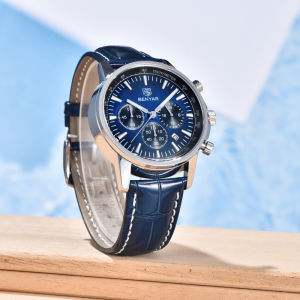 BENYAR Quartz Watch Original 2025 New 46MM Dial Waterproof Men’s Leather Watches Top Brand Luxury Calendar Stainless Steel Watch For Men BY-5213