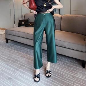Quần Ống Đứng Mỏng Mùa Hè Cho Nữ Quần Dài Màu Trơn Dáng Rộng Cạp Cao Chất Liệu Polyester Không Cần Ủi