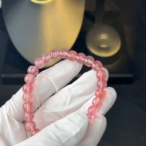TIMESWIND Original Strawberry Quartz Natural Crystal 8mm Barrel Beads Women Bracelet Fashion Jewelry for Gift with Certificate