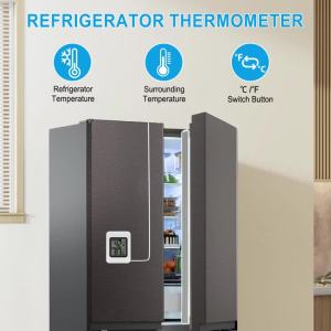 Digital Thermometer with Large LCD Display High Accuracy Wired Probe Real-Time Fridge Monitoring Fast Refresh for Home