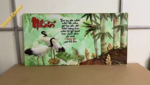 Tranh chữ thư pháp vô cùng ý nghĩa Tâm - Nhẫn - Cuộc sống tranh tráng gương 5D siêu bóng siêu đẹp.