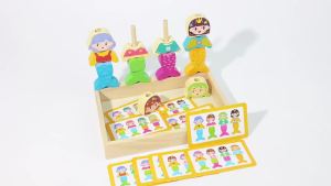 Childrens Early Education Wooden Toy Expression Character Stacking Game Baby Shape Recognition Hand Eye Coordination Toy
