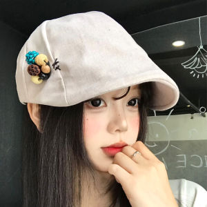BAOYINFEI | Spring and Summer Retro Beaded Linen Beret Facial Slimming Hat