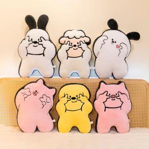 Cute Little Dog Pillow Cartoon Creative Plush Toy Naptime Office Sofa Decorative Pillow Non-Removable Cover PP Cotton Filling
