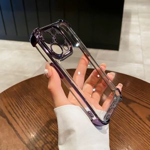 CrashStar เคสโทรศัพท์แข็งโปร่งแสงขอบชุบแบบหนากันกระแทกสำหรับ iPhone 15/14 Pro Max/13/12/11 Pro Max X/XR/XS Max ใสดูหรูหราเคสใส่โทรศัพท์ฝาปิดกันตกพร้อมขายดีป้องกันกล้องสำหรับเลนส์คลุมทั้งหมด