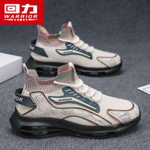 Warrior Mens Breathable Mesh Fly Knit Sports Shoes Summer Casual Running Basketball High Top Dad Trendy Sneakers