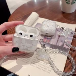 Luxury White Butterfly Case For AirPods 1/2 Transparent Earphone Sleeves Wireless Bluetooth Headset Protective Case for Airpods 1/2/3/Pro/Pro 2 Generation Earphone Protective Drop-Resistant Shockproof Cartoon Headset Case Set
