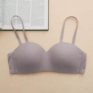Japan Thin Anti-Slip Strapless Bra Tube Top Underwear Wireless Invisible One-Piece Seamless Glossy Bra