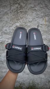 Logic - Sandal Pria Velcro Slide On Black