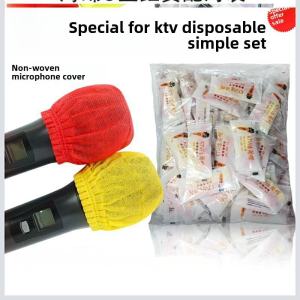Hygienic Disposable Microphone Covers Non-Woven Fabric Single Packaged KTV Mic Covers Dustproof Breathable for Audio Equipment