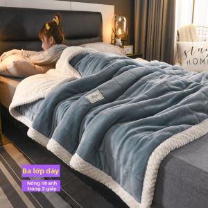 Chăn Bông Flannel và Len Cừu Dày cho Mùa Đông và Thu