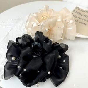 mitch Korean Bubble Pearl Hairin Multi Layer Bow Large Shark Hair Clip Ponytail Holder Woman Hair Accessories