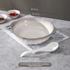 Large Dual-Handle Soup Bowl Set
