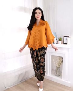 Atasan Kebaya Encim Kebaya Modern Laser Cut Aldora Lengan Terompet COD