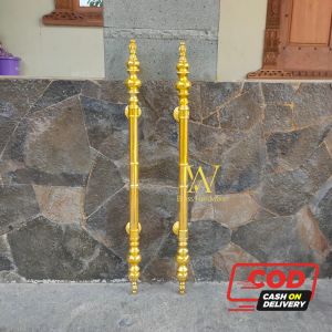 Handle Pintu Rumah Utama Kuningan Antik Motif Mahkota Polos Gold 92 cm 2 pcs