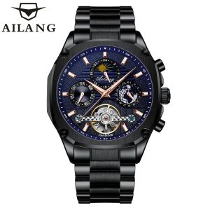AILANG | AILANG Men Luxury Tourbillon Automatic Mechanical Wristwatch Skeleton Hollow Calendar Luminous Hands Business Male Watch