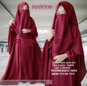 Shofiya Kids Syari Cadar Gamis Anak Set Khimar Free Cadar untuk Anak 5th SD 15th