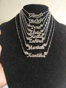 Kalung Nama Titanium Silver